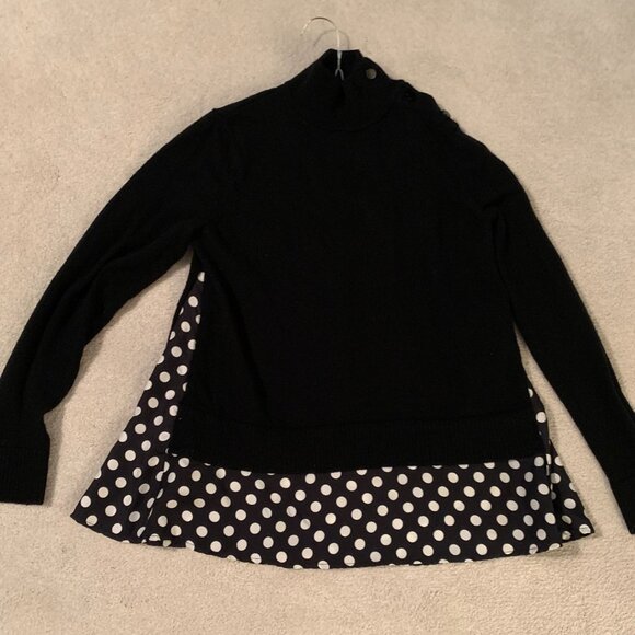 Kate Spade Wool Sweater with Silk Polka Dot Trim Size S - Picture 3 of 6